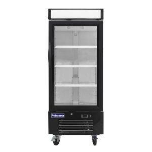 Polarman PLM-HGD12F 25″ Black Single Swing Glass Door Merchandiser Freezer with LED Lighting, 12 cu.ft