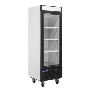 Polarman PLM-HGD16F 25″ Black Single Swing Glass Door Merchandiser Freezer with LED Lighting, 16 cu.ft