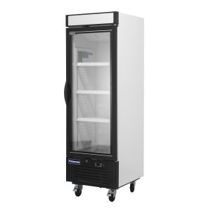 Polarman PLM-HGD16F 25″ Black Single Swing Glass Door Merchandiser Freezer with LED Lighting, 16 cu.ft