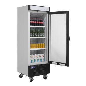 Polarman PLM-HGD16F 25″ Black Single Swing Glass Door Merchandiser Freezer with LED Lighting, 16 cu.ft