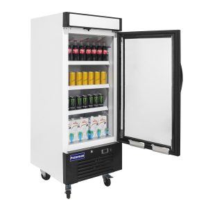 Polarman PLM-HGD12R 25″ Black Refrigerated Single Swing Glass Door Merchandiser with LED Lighting, 12 cu.ft