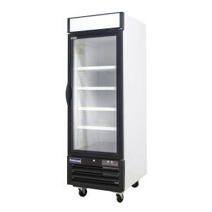 Polarman PLM-HGD23F 26 3/4″ Black Single Swing Glass Door Merchandiser Freezer with LED Lighting, 23 cu.ft