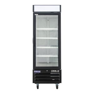 Polarman PLM-HGD23R 26 3/4″ Black Refrigerated Single Swing Glass Door Merchandiser with LED Lighting, 23 cu.ft