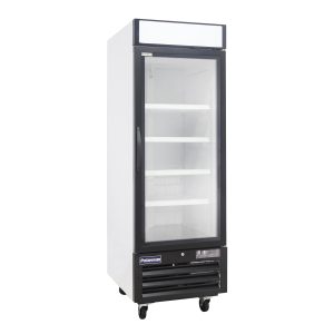 Polarman PLM-HGD23R 26 3/4″ Black Refrigerated Single Swing Glass Door Merchandiser with LED Lighting, 23 cu.ft