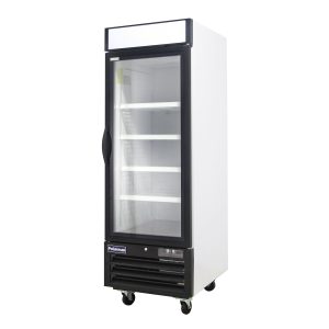 Polarman PLM-HGD23R 26 3/4″ Black Refrigerated Single Swing Glass Door Merchandiser with LED Lighting, 23 cu.ft