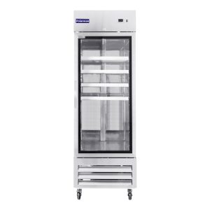 Polarman PLM-27RGS 26 3/4″ Reach-In Refrigerator with Single Glass Door with LED Lighting, Bottom Mount, Stainless Steel, 23 cu. ft.