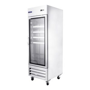 Polarman PLM-27RGS 26 3/4″ Reach-In Refrigerator with Single Glass Door with LED Lighting, Bottom Mount, Stainless Steel, 23 cu. ft.