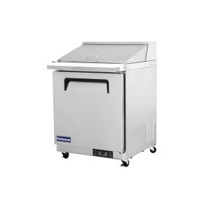Polarman PLM-S29KS 28 15/16″ Stainless Steel Mega Top Sandwich/Salad Prep Table with One Solid Full Door, (12) 1/6 Size Pans
