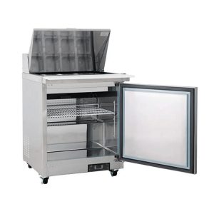 Polarman PLM-S29KS 28 15/16″ Stainless Steel Mega Top Sandwich/Salad Prep Table with One Solid Full Door, (12) 1/6 Size Pans