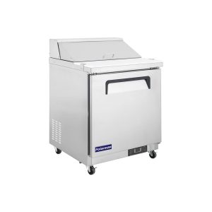Polarman PLM-S29S 28 15/16″ Stainless Steel Sandwich/Salad Prep Table with One Solid Full Door, (8) 1/6 Size Pans