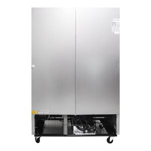 Polarman PLM-HGD48F 53 15/16″ Black Double Swing Glass Door Merchandiser Freezer with LED Lighting, 48 cu.ft