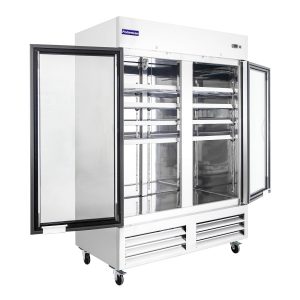 Polarman PLM-54RGS 53 15/16″ Reach-In Refrigerator with Double Glass Doors with LED Lighting, Bottom Mount, Stainless Steel, 49 cu. ft.