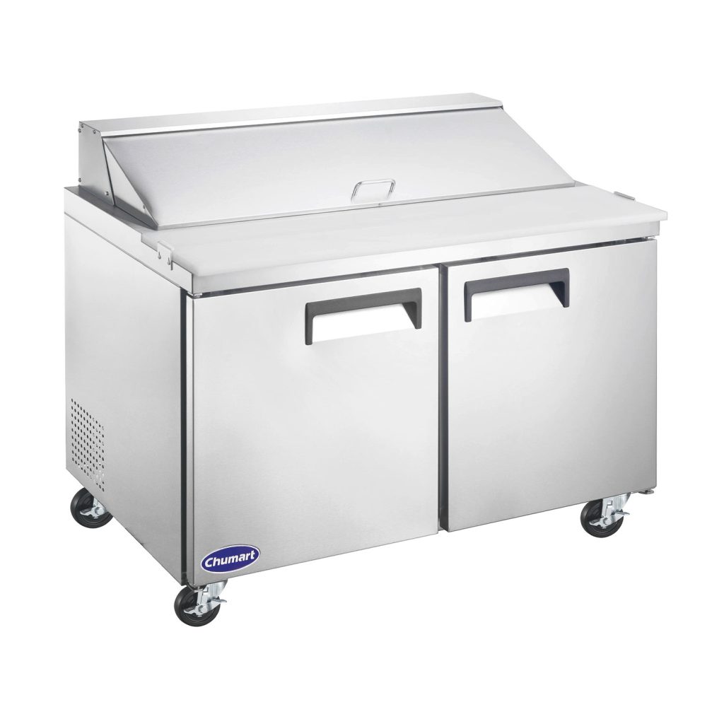 Chumart CMT-S60 60 1/4″ Stainless Steel Sandwich/Salad Prep Table with Two Solid Full Doors