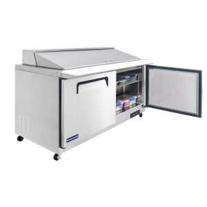 Polarman PLM-S60KS 61 1/4″ Stainless Steel Mega Top Sandwich/Salad Prep Table with Two Solid Full Doors, (24) 1/6 Size Pans