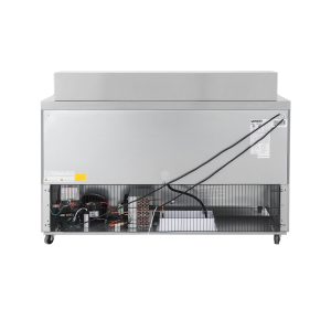 Polarman PLM-S60S 61 1/4″ Stainless Steel Sandwich/Salad Prep Table with Two Solid Full Doors, (16) 1/6 Size Pans