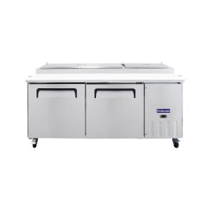 Polarman PLM-P67S 70 3/4″ Refrigerated Pizza Prep Table with Two Solid Full Doors, (9) 1/3 Size Pans