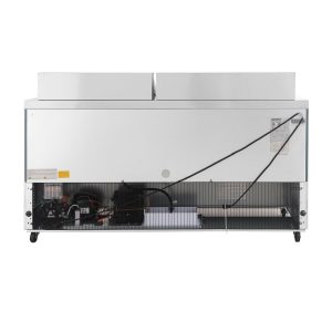 Polarman PLM-S72KS 71 3/4″ Stainless Steel Mega Top Sandwich/Salad Prep Table with Three Solid Full Doors, (27) 1/6 Size Pans