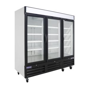 Polarman PLM-HGD72FDV 81″ Black Triple Swing Glass Door Merchandiser Freezer with LED Lighting, 72 cu.ft