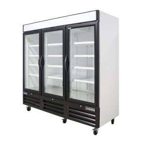 Polarman PLM-HGD72R 81″ Black Refrigerated Triple Swing Glass Door Merchandiser with LED Lighting, 72 cu.ft