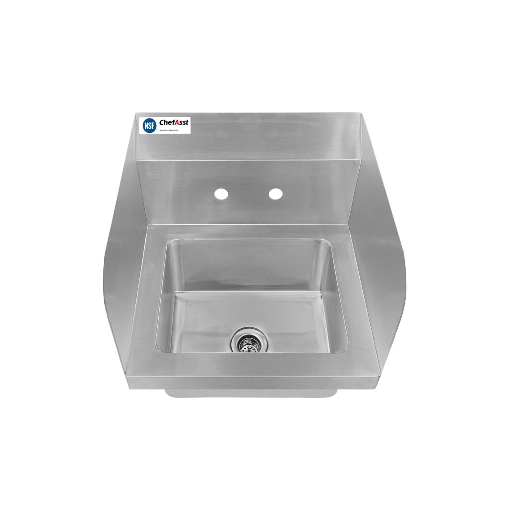 ChefAsst 15″ x 15 3/4″ CA-HS-15-SP-318-WB Wall Mounted Hand Sink with Side Splash