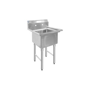 ChefAsst 21 1/5″ CA-S1C181813-316 16-Gauge 304 Stainless Steel One Compartment Commercial Sink with 430 Stainless Steel Legs, Cross Bracing, and without Drainboards – 18″ x 18″ x 13″ Bowl