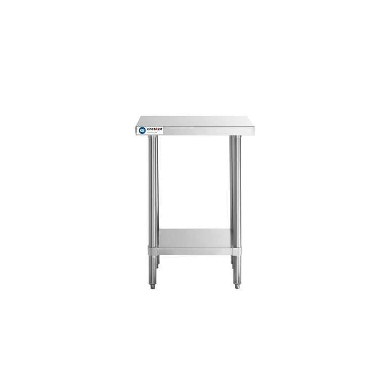 ChefAsst 24″ x 24″ CA-WTSS-2424-316 16-Gauge 304 Stainless Steel Commercial Work Table with 304 Stainless Steel Legs and Undershelf