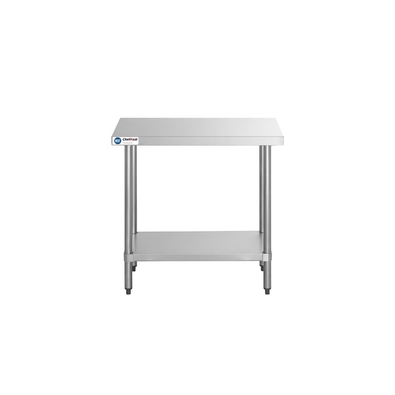 ChefAsst 24″ x 36″ CA-WTS-2436-316 16-Gauge 304 Stainless Steel Commercial Work Table with 201 Stainless Steel Legs and Undershelf