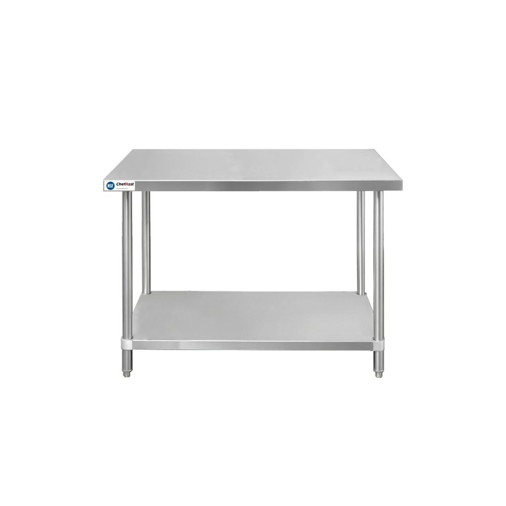 ChefAsst 30″ x 48″ CA-WTS-3048-316 16-Gauge 304 Stainless Steel Commercial Work Table with 201 Stainless Steel Legs and Undershelf