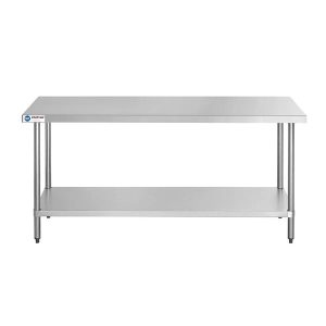 ChefAsst 30″ x 72″ CA-WTSS-3072-418 18-Gauge 430 Stainless Steel Commercial Work Table with 430 Stainless Steel Legs and Undershelf