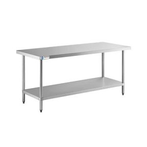 ChefAsst 30″ x 72″ CA-WTSS-3072-418 18-Gauge 430 Stainless Steel Commercial Work Table with 430 Stainless Steel Legs and Undershelf