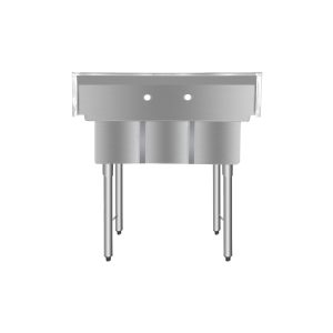 ChefAsst 36″ CA-S3C101410-316 16-Gauge Stainless Steel Three Compartment Commercial Sink with Stainless Steel Legs, and without Drainboards – 10″ x 14″ x 10″ Bowls
