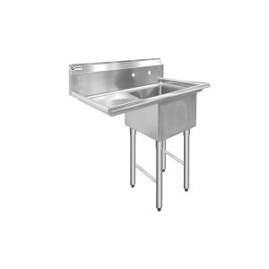 ChefAsst 40″ CA-S1C181812-18L-316 16-Gauge Stainless Steel Single Compartment Commercial Sink with Stainless Steel Legs, and Left 18″ Drainboard – 18″ x 18″ x 12″ Bowl