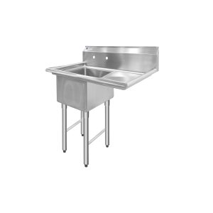 ChefAsst 40″ CA-S1C181812-18R-316 16-Gauge Stainless Steel Single Compartment Commercial Sink with Stainless Steel Legs, and Right 18″ Drainboard – 18″ x 18″ x 12″ Bowl