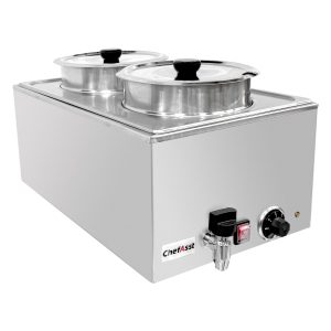 ChefAsst ZCK165BT-4 Professional Food Warmer With Faucet & Two Soup Pots,  6 1/2″ Depth