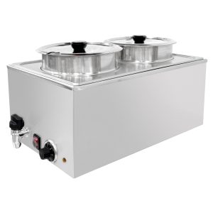 ChefAsst ZCK165BT-4 Professional Food Warmer With Faucet & Two Soup Pots,  6 1/2″ Depth