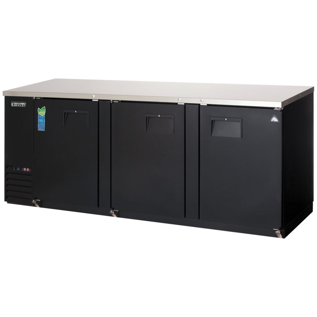 Everest EBB90-24 89 1/4″ Back Bar Cooler, 3 Solid Doors, 28 cu. ft.