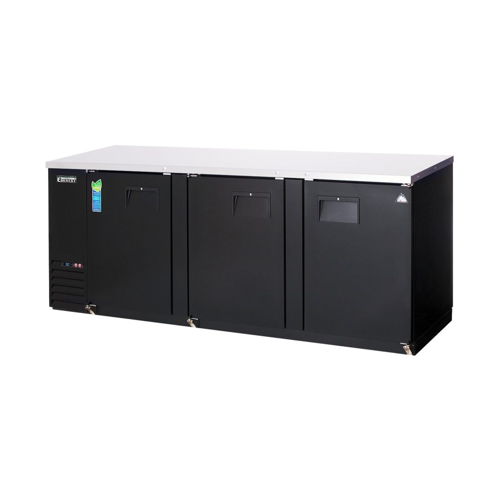 Everest EBB90 89 1/4″ Back Bar Cooler, 3 Solid Doors, 32 cu. ft.