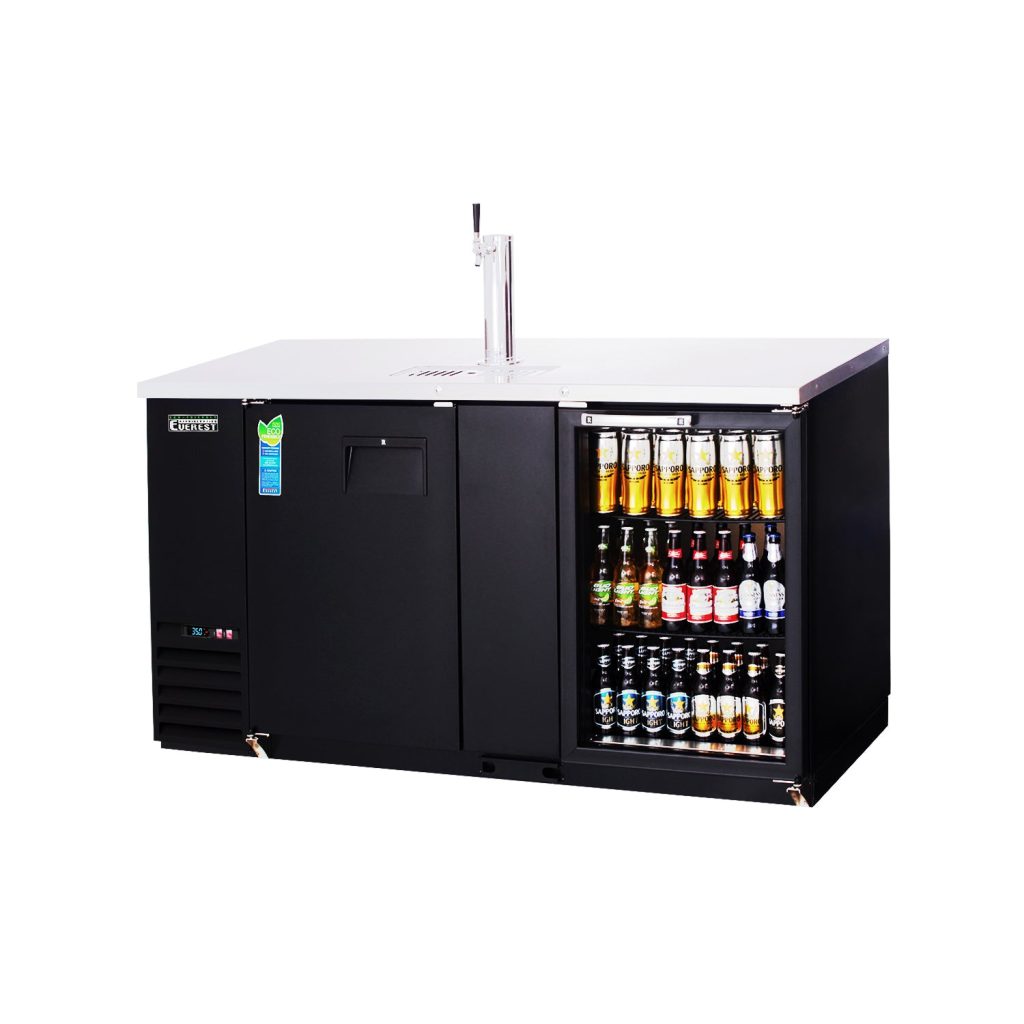 Everest EBD3-BBG 68″ Direct Draw Keg Refrigerator, 1 Solid Door & 1 Glass Door, 24 cu. ft.