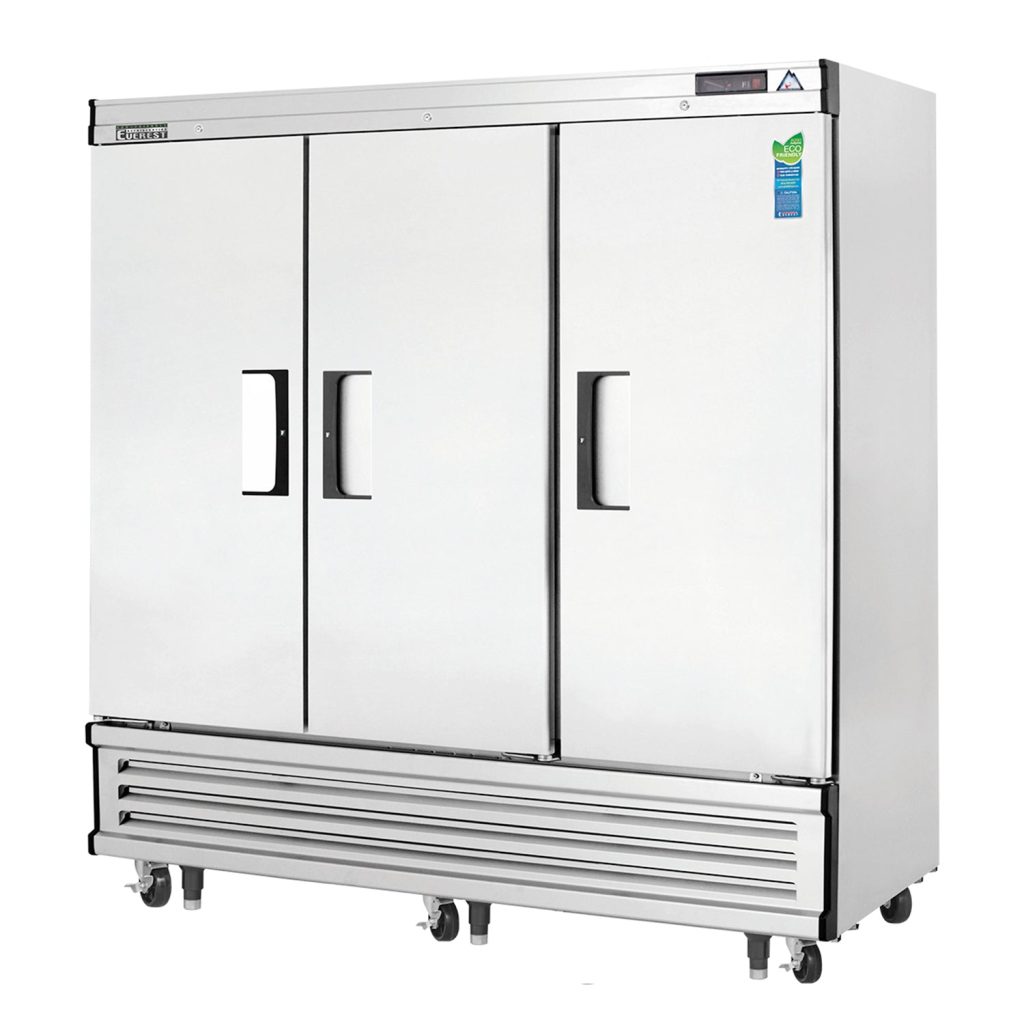 Everest EBF3 74 3/4″ Stainless Steel 71 cu. ft Reach-In Freezer, 3 Solid Full Doors, Bottom Mount