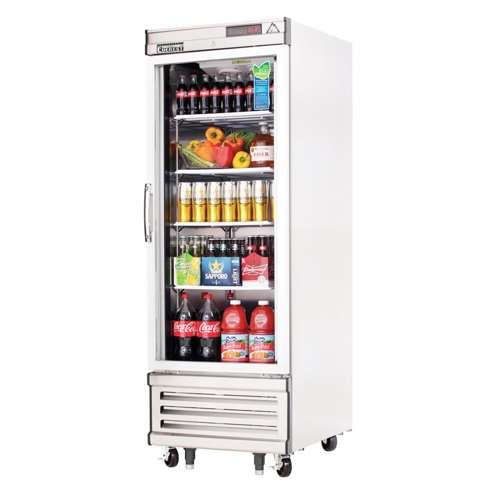 Everest EBGR1 27″ Stainless Steel 21 cu. ft Reach-In Refrigerator, Glass Full Door, Bottom Mount