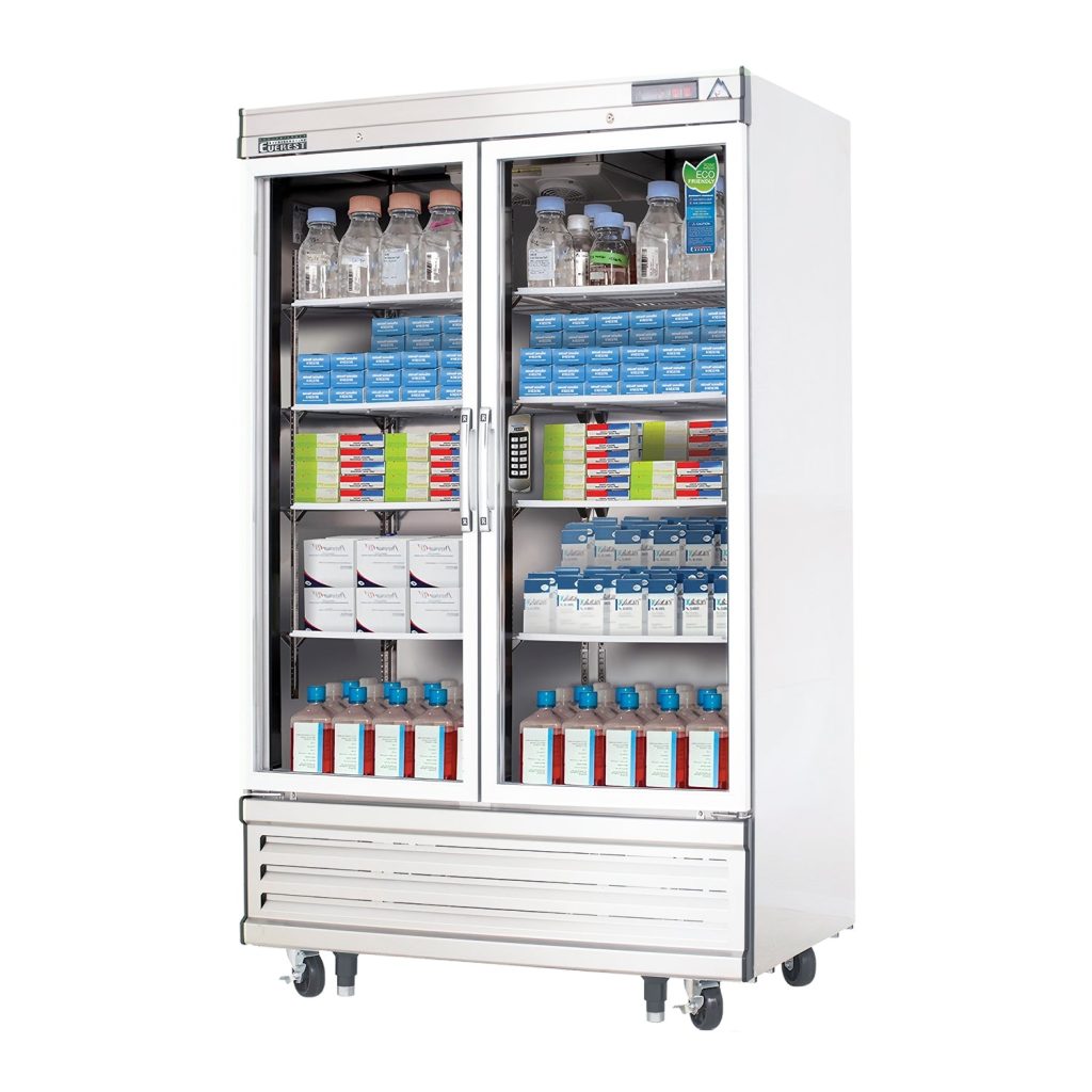 Everest EBGR2-LAB 54 1/8″ Stainless Steel 33 cu. ft Laboratory Refrigerator, 2 Glass Full Doors