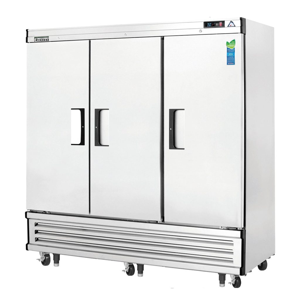 Everest EBR3 74 3/4″ Stainless Steel 71 cu. ft Reach-In Refrigerator, 3 Solid Full Doors, Bottom Mount