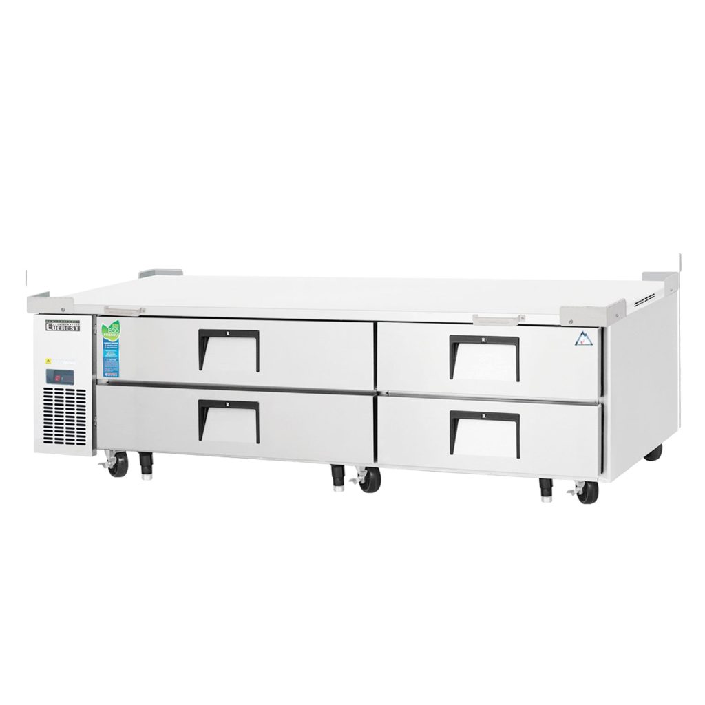 Everest ECB82-84D4 84″ Stainless Steel Chef Base Refrigerator, 4 Drawers