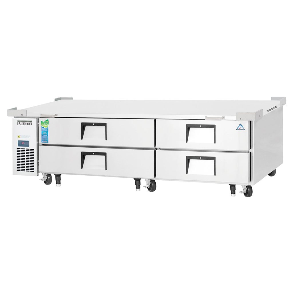 Everest ECB82D4 82 3/8″ Stainless Steel Chef Base Refrigerator, 4 Drawers