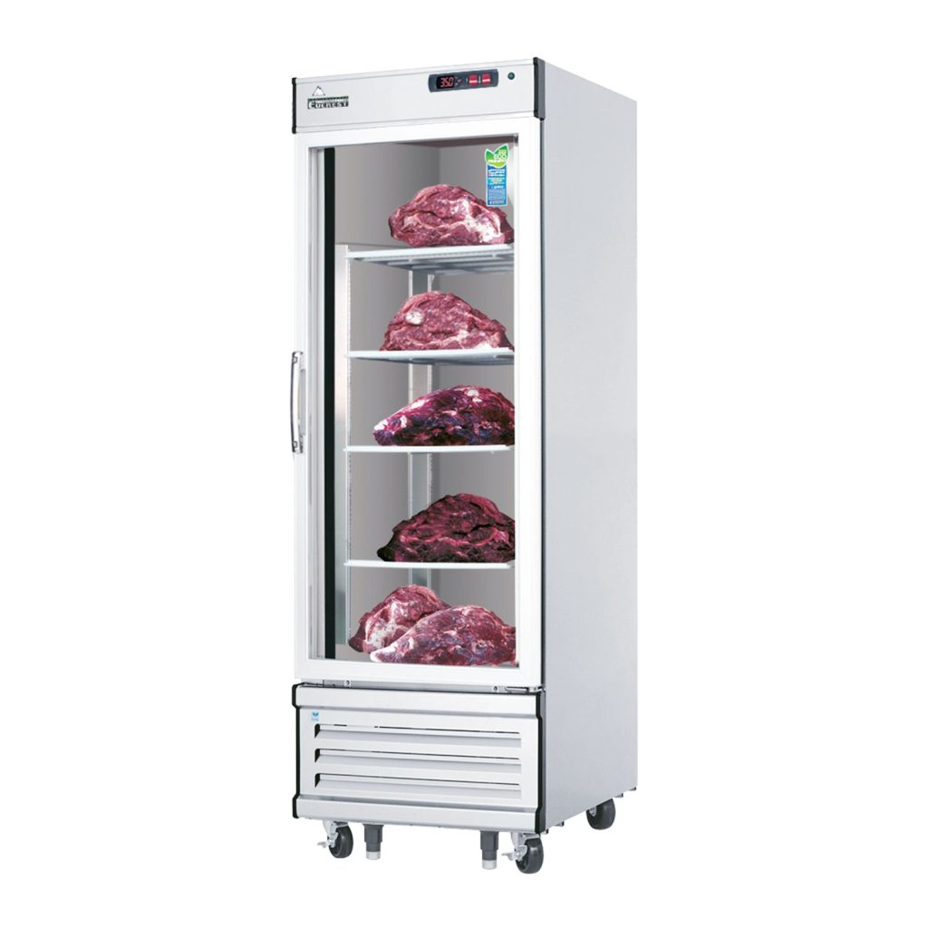 Everest EDA1 29 1/4″ Stainless Steel 22 cu. ft Dry Ager & Thawing Refrigerator, Glass Full Door, Bottom Mount