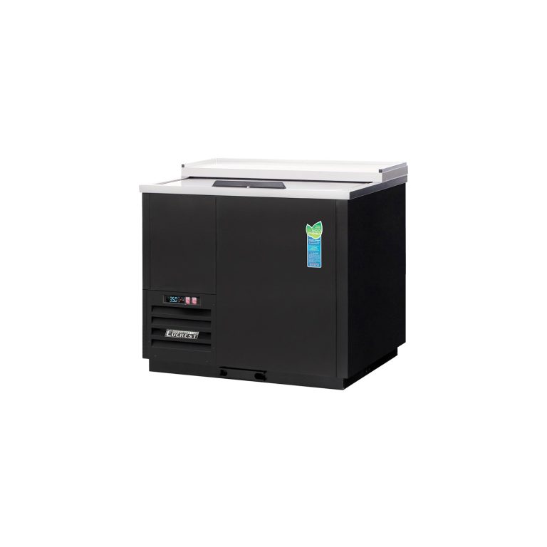Everest EGC37 36 3/4″ Black Horizontal Bottle Cooler, Solid Slide Lid Glass, 11 cu. ft.