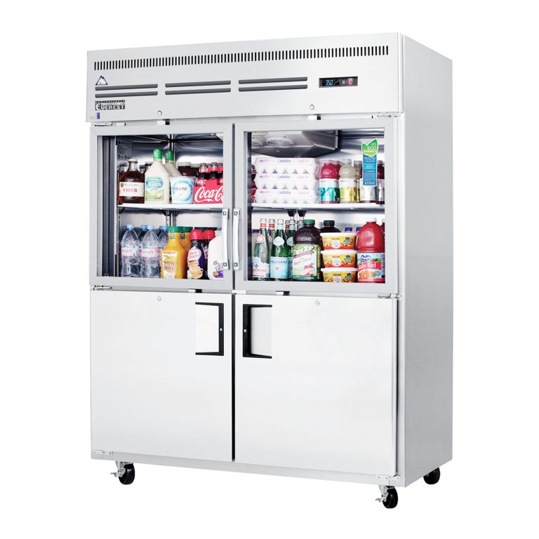 Everest EGSWH4 59" Neverdur Acero Inoxidable Refrigerador de Entrada, 2 Puertas de Vidrio y 2 Puertas Sólidas a Medida, Montaje Superior