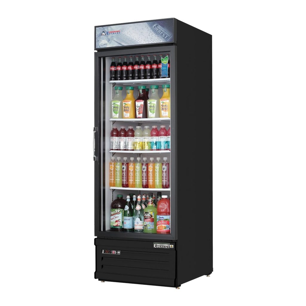 Everest EMGR20B 24 3/4″ Black 20 cu. ft Refrigerator Merchandiser, 1 Glass Door