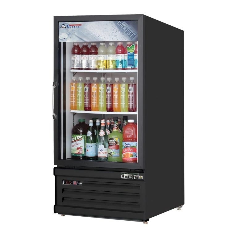 Everest EMGR8B 24" Negro 8 pies cúbicos Refrigerador Expositor, 1 Puerta de Vidrio