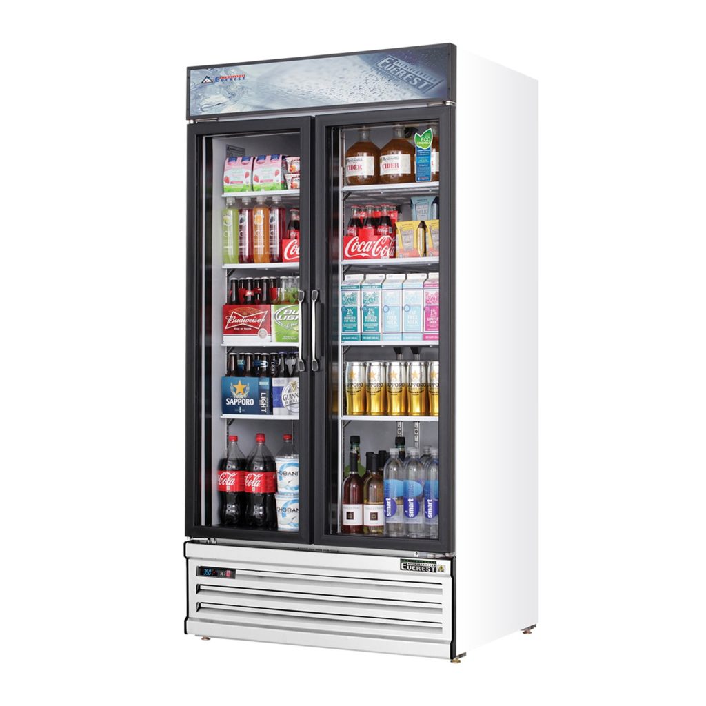 Everest EMSGR33 39 3/8″ White 36 cu. ft Refrigerator Merchandiser, 2 Glass Doors
